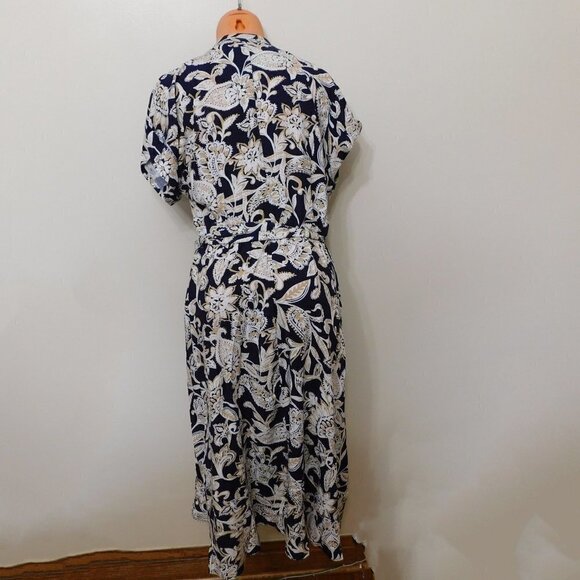 𝅺JR155 Ivy Street Juniors Floral Midi Short Sleeve Dress Size Medium Petite - Picture 2 of 2